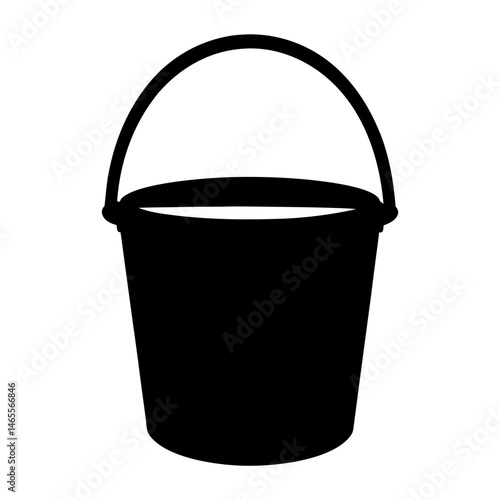 Black silhouette of a bucket with handle isolated on white background