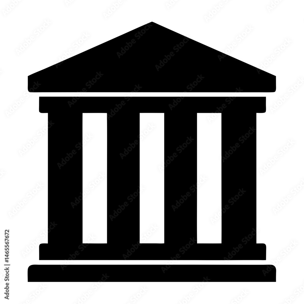 Simple illustration of a neoclassical building with pillars and triangular pediment Simple illustration of a neoclassical building with pillars and triangular pediment