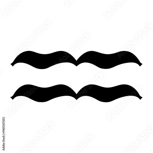 Aquarius zodiac sign symbol, creative two wavy lines black and white design