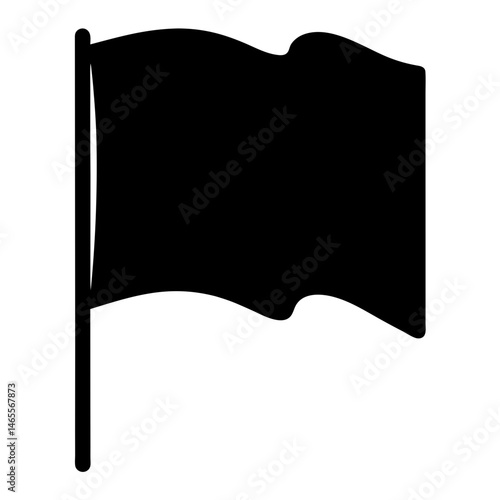 Black flag waving on a pole, symbolic representation of surrender and mourning