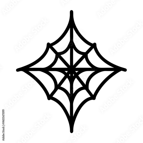 Stylized Spiderweb Illustration with Angular Design and Thick Black Outline