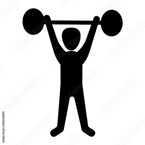 Black silhouette of a weightlifter overhead lifting a heavy barbell