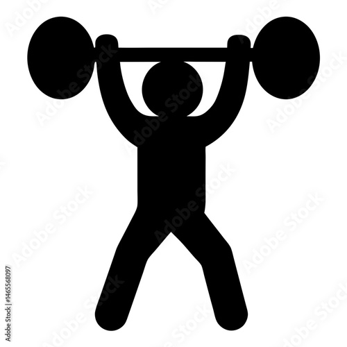 Silhouette of a weightlifter lifting heavy barbell with strength and determination
