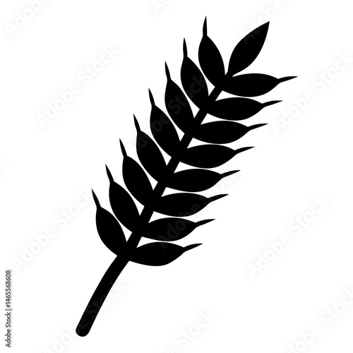 Simple graphic illustration of a black ear of wheat on white background