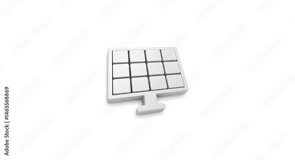 Minimalist Solar Panel isolated on white background