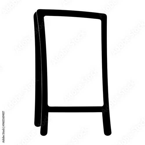 Minimalist black and white vector drawing of a sandwich board sign