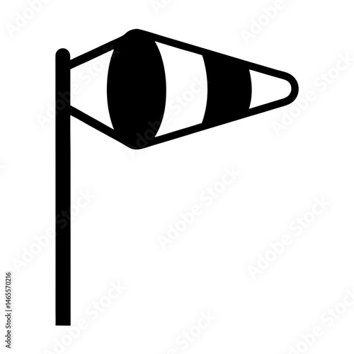 Windsock on a pole in black and white indicating wind direction