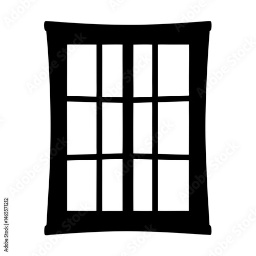Black and White Illustration of a Window with Multiple Pane Sections