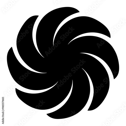 Hypnotic Rotating Black Design with Repeating Symmetrical Pattern on White Background