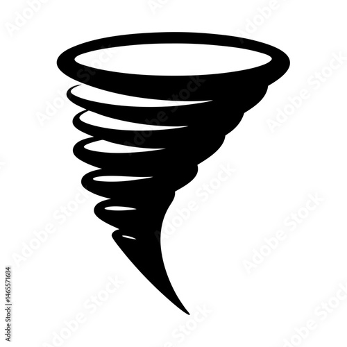 Black and white graphical depiction of a tornado, a weather phenomenon