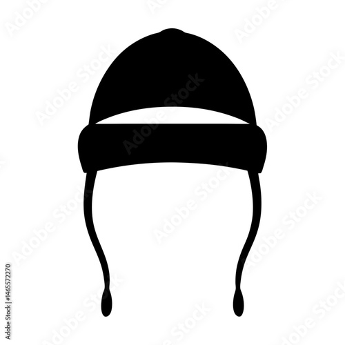 Silhouette of a black Ushanka hat, a traditional Russian winter cap