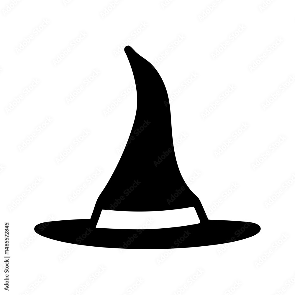 Fototapeta premium Silhouette of a Classic Witch Hat for Halloween Costumes and Decorations