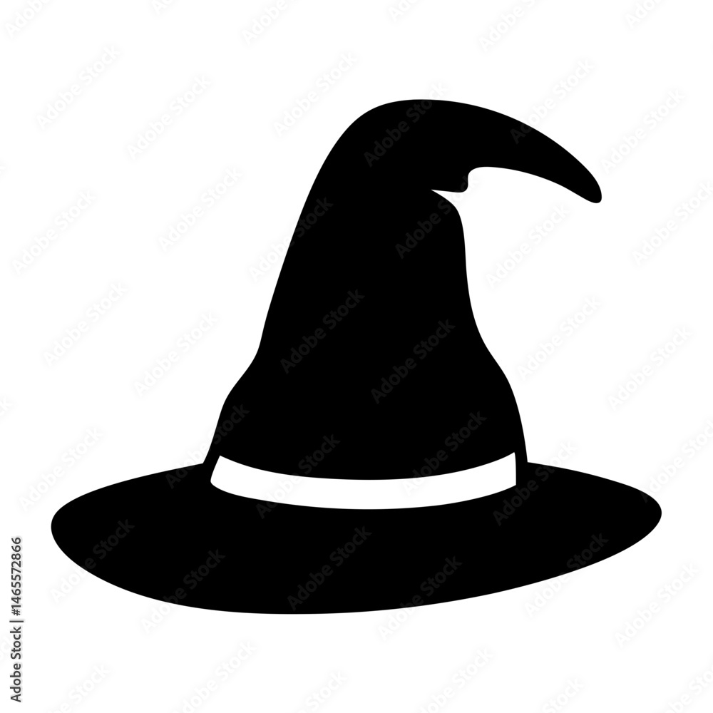 Fototapeta premium A striking black and white silhouette of a classic witch's hat