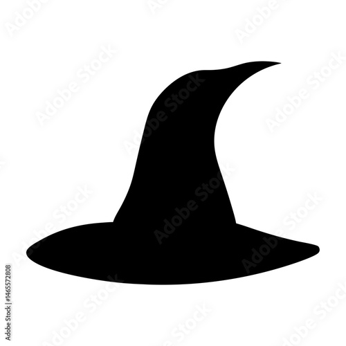Black silhouette of a traditional witch's hat against a white background