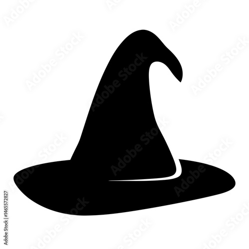 Silhouette of a tall witch's hat with a bent pointed top