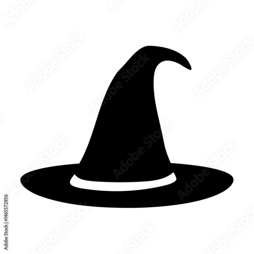 Silhouette of a Classic Witch Hat for Halloween Costumes and Decorations