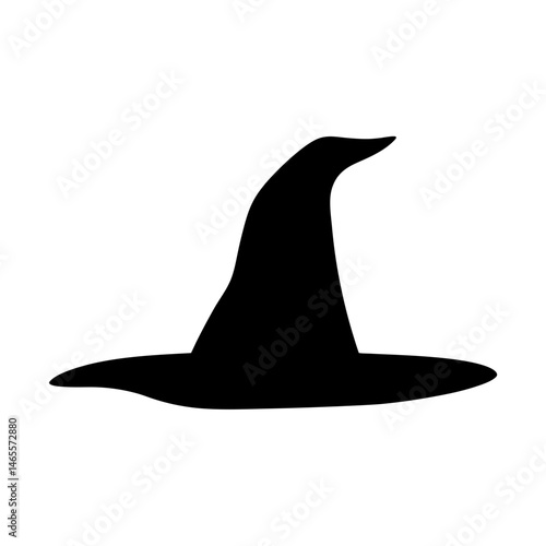 Simple Black Silhouette of a Witch's Pointed Hat for Halloween Decoration