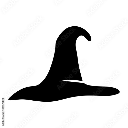 Black witch hat silhouette suitable for Halloween projects and spooky illustrations
