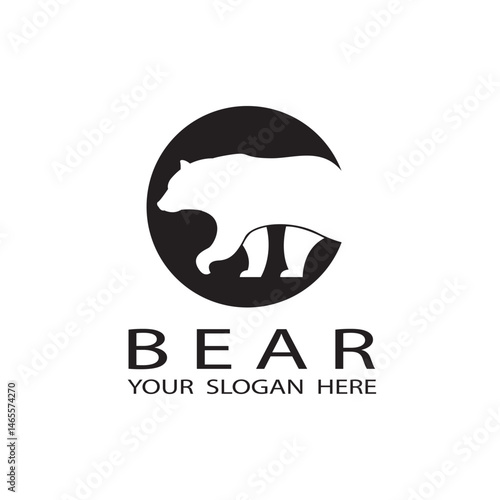 black icon of bear silhouette isolated on white background