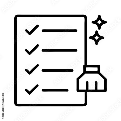 Checklist with verified items and sparkling effect on the side  