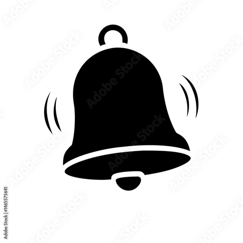 Black and White Image of a Ringing Bell Symbol on a White Background
