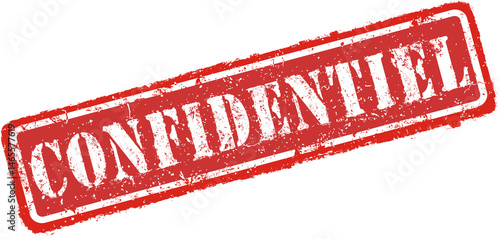 Confidentiel  - tampon grunge, vintage, érodé et encre qui bave. Fichier haute résolution