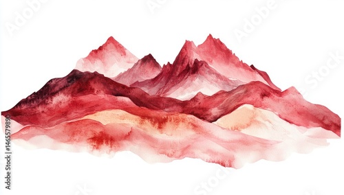 Wallpaper Mural Crimson Mountain Range Watercolor Torontodigital.ca