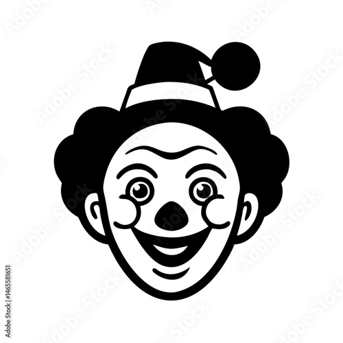 Vector illustration of a smiling clown face with a fun hat