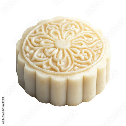 Snow Skin Mooncake isolated on transparent background .