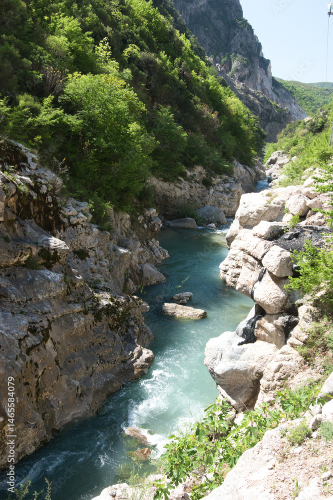 Bovilla, Albania - April 27, 2024. Attractive spring view of Bovilla Lake, Tirana city location. Majestic morning landscape of Albania, Europe. Beauty of nature concept background. Hike, breath, relax Bovilla, Albania - April 27, 2024. Attractive spring view of Bovilla Lake, Tirana city location. Majestic morning landscape of Albania, Europe. Beauty of nature concept background. Hike, breath, relax