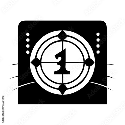 A black and white film countdown number one icon illustration