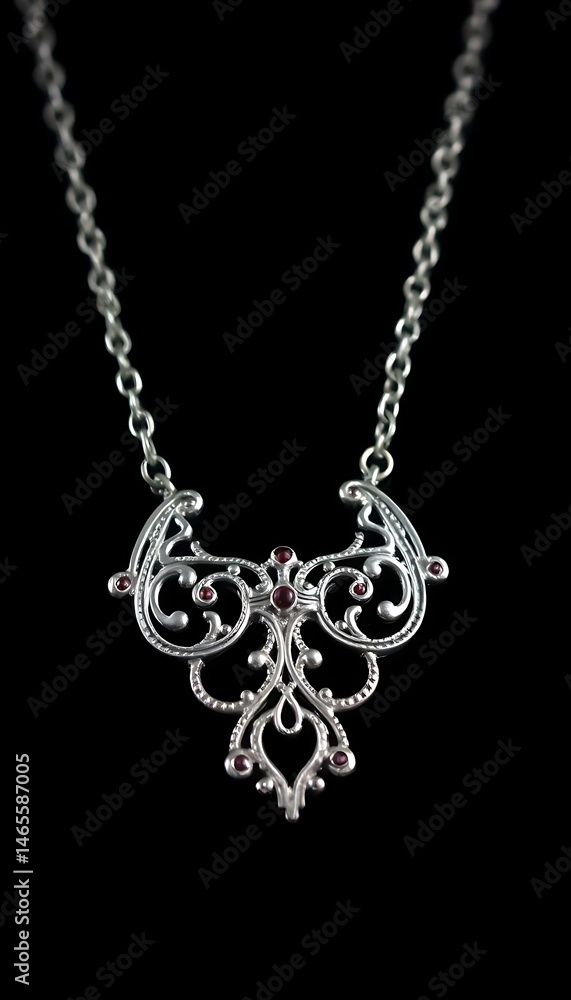 silver necklace on a black background silver necklace on a black background