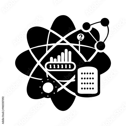 Abstract representation of data science with connectivity and numerical analysis elements