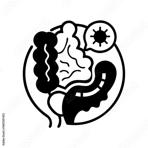 Illustration of the brain with a virus or bacteria impact concept