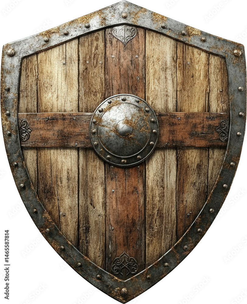 Fototapeta premium Ancient Wooden Shield for Protection