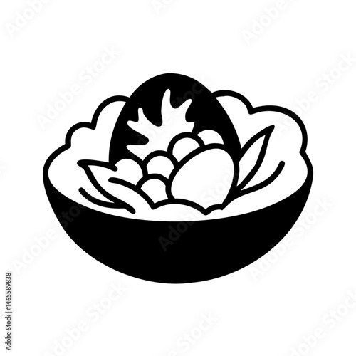 Stylized icon of a bowl of salad, representing a healthy meal