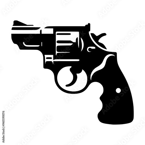 A meticulously crafted black and white revolver illustration