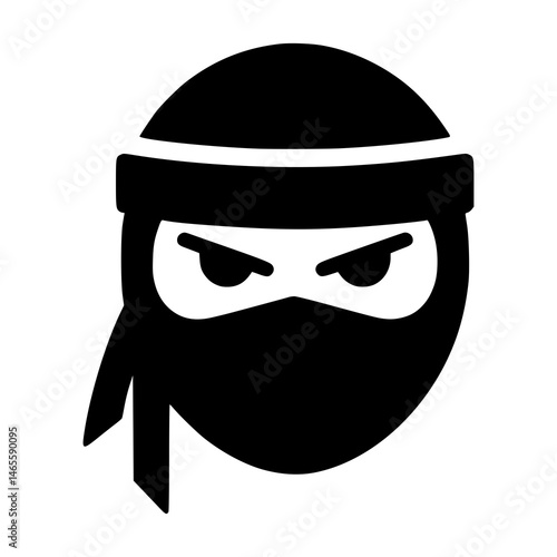 An Intimidating Ninja Face in Black and White