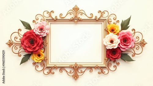 vintage frame with roses
