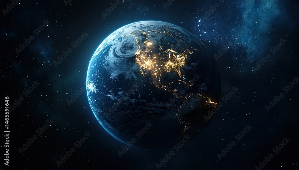 Obraz premium Earth from space, night view