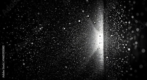 Ephemeral Glimmer Through Condensed Moisture, Abstract Window View