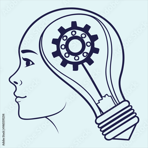 Creative Idea Concept with Lightbulb and Brain Symbols for Innovation Imagination and Problem Solving