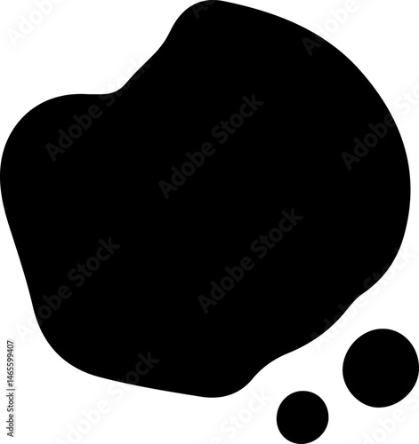 Concentrated splotch of ink with rough contours and high contrast between the core and edges.