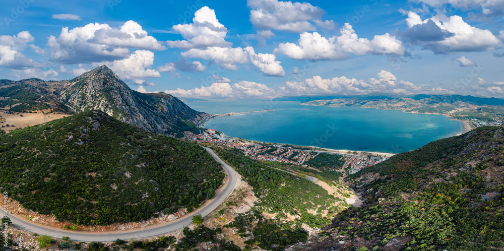 Stunning aerial view of Egirdir lake and mountains in Turkey