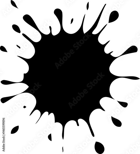 Ink splash burst composed of an explosive central mark with spreading streaks and fluid edges.