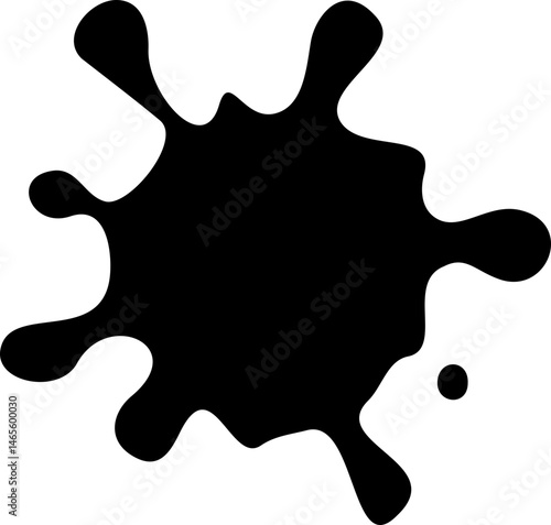 Organic ink splotch made of a natural form with uneven edges and textured concentration.