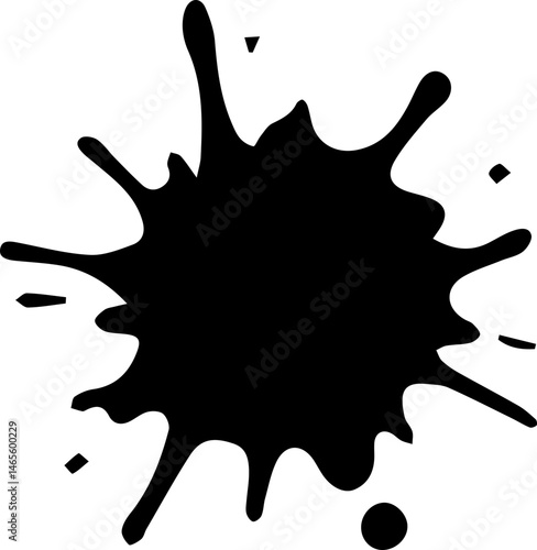Ink blob with rough, uneven edges and a chaotic, organic shape.