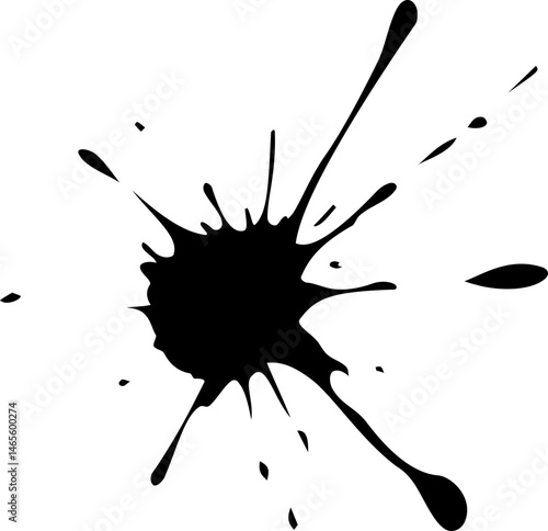 Small spatter of ink with scattered droplets and a light, irregular formation.