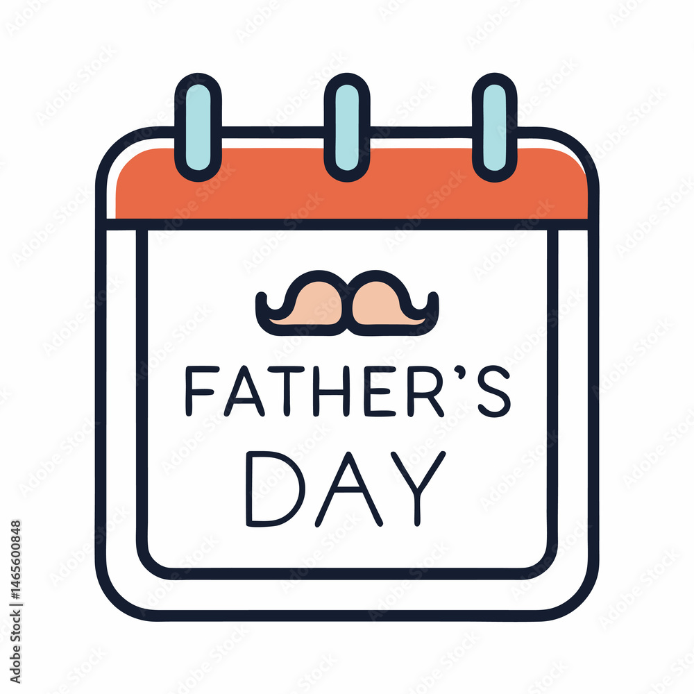Fathers Day calendar icon line vector illustration Isolated on white background. Fathers Day calendar icon line vector illustration Isolated on white background.