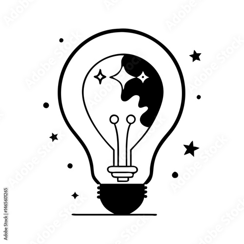 Lightbulb with Inner Space Concept Representing Innovation and Creative Spark